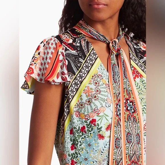 Alice + Olivia Tamara Floral & Paisley Tiered Handkerchief Sheath Dress - Picture 5 of 7